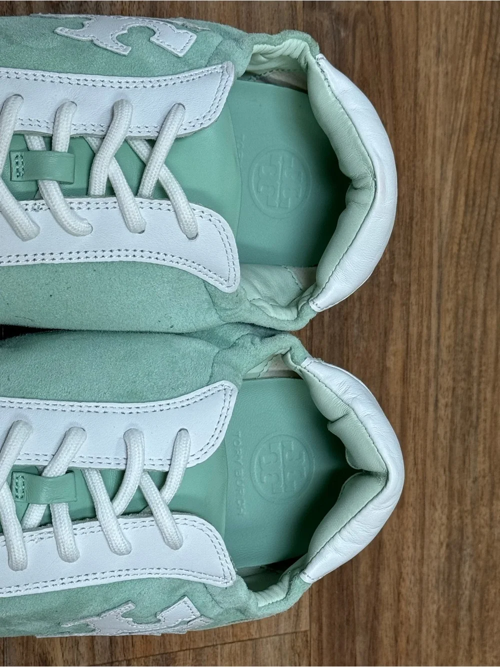 Tory Burch Mint Green Suede Leather Sneakers Size 9 NWOB